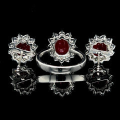 CLEARANCE BEST | Ruby Gemstones Diamond Jewelry Set 14kt
