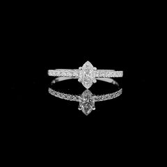 LIZA | Marquise Classic Solitaire Paved Diamond Engagement Ring 14kt