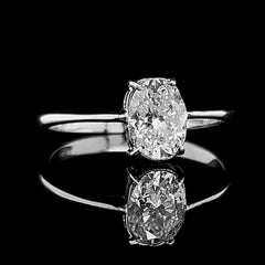 1.00ct L SI2 Oval Cut Diamond Engagement Ring 14kt GIA Certified