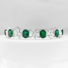 “The Veronica” LVNA Signatures Colombian Emerald Marquise Cluster Deco Diamond Necklace Choker & Bracelet 18kt | (Acquired)