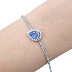 #TheSALE | Pear Blue Topaz Gemstones Diamond Bracelet 14kt