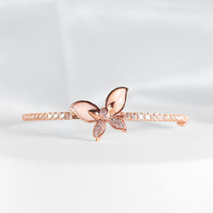 The Ivana Butterfly Mother of Pearl Paved Diamond Bracelet Bangle 18kt | Editor’s Pick
