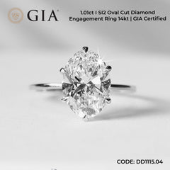 1.01ct I SI2 Oval Cut Diamond Engagement Ring 14kt | GIA Certified