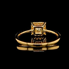 0.83cts F VS1 Princess Cut Halo Paved Diamond Engagement Ring 14kt