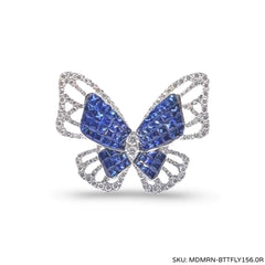 #TheSALE | Butterfly Blue Sapphire Gemstone Diamond Ring 18kt