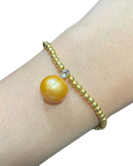 #LVNA2024 | 12MM Natural Golden “HOPE” South Sea Pearl Diamond Bracelet 18kt