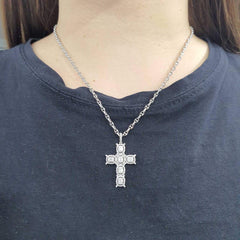#TheSALE | Cross Oval Baguette Diamond Necklace 14kt