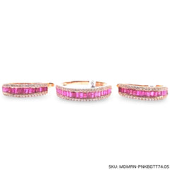 #TheSALE | Pink Ruby Gemstones Half Eternity Hoop Diamond Earrings 18kt