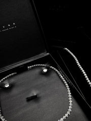 LVNA Signatures | GIA Certified 55.5cts Round Brilliant Eternity Tennis Diamond Necklace 20” with detachable 8” Bracelet