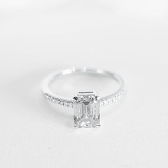 #LoveIVANA | 1.56ct G SI1 Emerald Cut Paved Diamond Engagement Ring 14kt IGI Certified