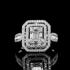 #BuyNow | Classic Emerald Halo Diamond Ring 14kt