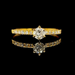 CLR | 0.63cts F VS2 Round Brilliant Diamond Engagement Ring 14kt