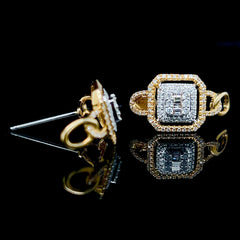 Golden Chain Cushion Hoop Diamond Earrings 14kt