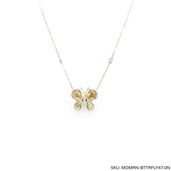 #TheSALE | Colored Gemstones Butterfly Diamond Necklace 14kt