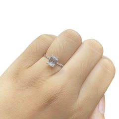1.81cts H VS2 Emerald Cut Paved Diamond Engagement Ring 14kt IGI Certified