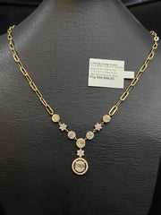 #LVNA2024 | Golden Round Drop Halo Diamond Necklace 18kt