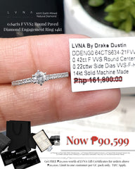 CLR | 0.64cts F VVS2 Round Paved Diamond Engagement Ring 14kt