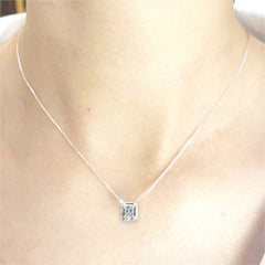 GIA Certified 1.00ct - 1.20ct Radiant Cut Halo Solitaire Diamond Necklace 18kt |#LoveLVNA|