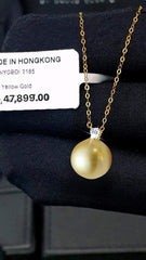 #LoveLVNA | 11MM Natural Golden South Sea Pearl HOPE Diamond Necklace 18kt