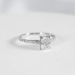 1.24cts M SI2 Cushion Cut Solitaire Paved Diamond Engagement Ring 14kt GIA Certified