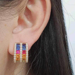 #TheSALE | Rose Half Eternity Colored  Gemstones Diamond Earrings 18kt