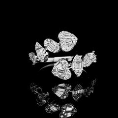 Floral Cross Over Statement Diamond Ring 14kt