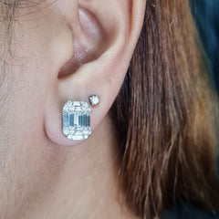 #LVNA2024 | Large Emerald Baguette Paved Diamond Earrings 18kt