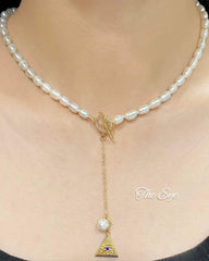 HOPE “The Eye” LVNA Signatures Eternity Pearl & Gold Drop Necklace