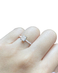 KATRINA | 0.30ct Radiant Center Paved Band Diamond Engagement Ring 14kt