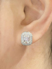 #LVNA2024 | Large Emerald Halo Paved Diamond Earring 18kt