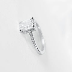CLR | 1.67ct F VS1 Emerald Cut Paved Diamond Engagement Ring 14kt IGI Certified