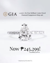 1.22cts L SI2 Pear Brilliant Center Paved Diamond Engagement Ring 14kt GIA Certified