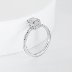 1.29cts M VVS2 Cushion Paved Band Diamond Engagement Ring 14kt GIA Certified