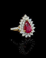 #LVNA2024 | Natural Red Burmese Ruby Gemstones Diamond Ring 18kt