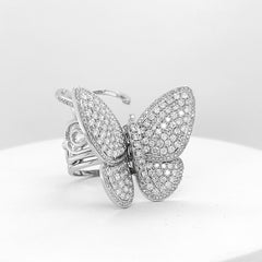Big Butterfly Deco Diamond Ring 14kt
