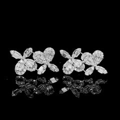 #BuyNow | Floral Baguette Diamond Earrings 14kt