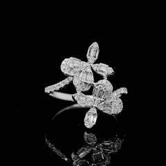 #BuyNow | Floral Baguette Diamond Ring 14kt