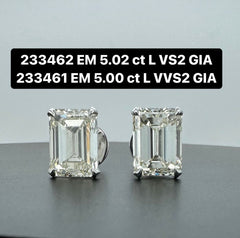 10.02cts L VVS2-VS2 Emerald Cut Solitaire Diamond Earrings 18kt GIA Certified