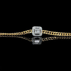 #LVNA2024 | Square Baguette Halo Diamond Golden Unisex Bracelet 18kt