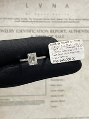 1.56ct G SI1 Emerald Cut Paved Diamond Engagement Ring 14kt IGI Certified