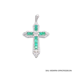 #TheSALE | Cross Emerald Diamond Necklace 18kt