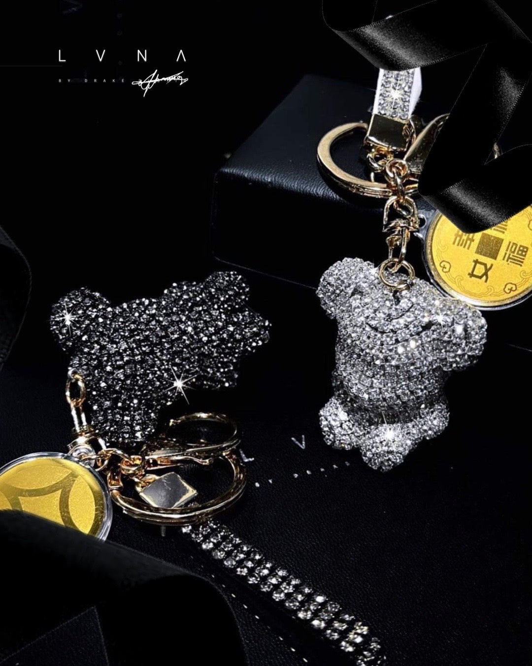 Bear Keychain with 24k Gold Chip