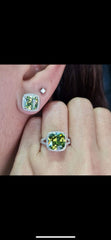 #TheSALE | Cushion Green Peridot Gemstones Diamond Jewelry Set 14kt