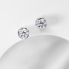 #LVNA2024 | 0.80cts I SI1 Round Solitaire Stud Diamond Earrings 14kt