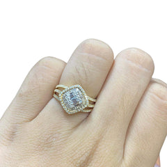 #BuyNow | Golden Cushion Baguette Diamond Ring 14kt