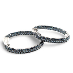 #TheSALE | Round Blue Sapphire Hoop Diamond Earrings 14kt