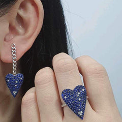 #TheSALE | Heart Blue Sapphire Dangling Diamond Earring 14kt