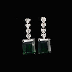 #LVNA2024 | Dainty Heart Diamond Emerald Gemstone Dangling Earrings 14kt