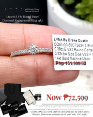 CLR | 0.60cts E VS1 Round Paved Diamond Engagement Ring 14kt