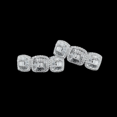 Trio Cushion Creolle Diamond Earrings 14kt